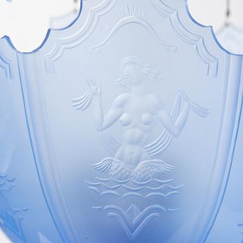 Edward Hald, a Swedish Grace ceiling lamp, Orrefors, 1920s.