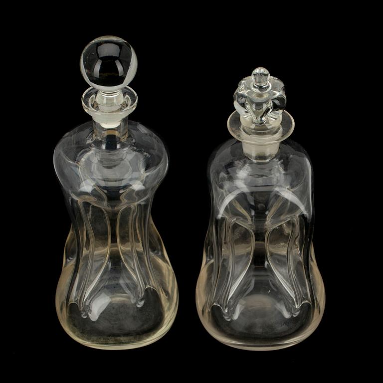KLUCKFLASKOR, glas, 2 st, 1900-tal.
