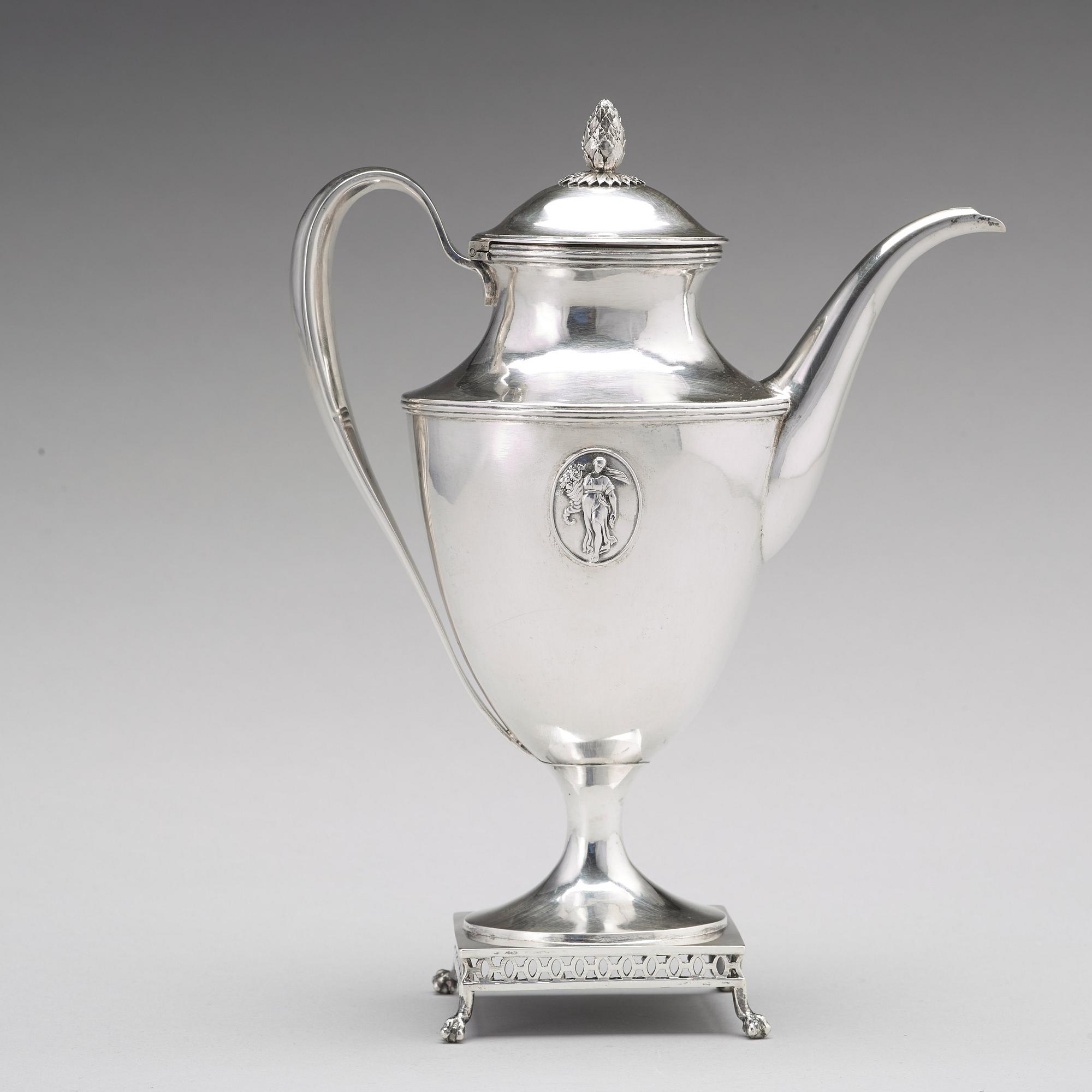 Petter Eneroth, kaffekanna, silver, Stockholm 1798, gustaviansk.