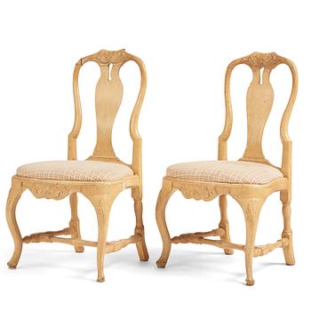 A pair of Swedish Rococo chairs by O Höglander (master in Stockholm 1745-65).