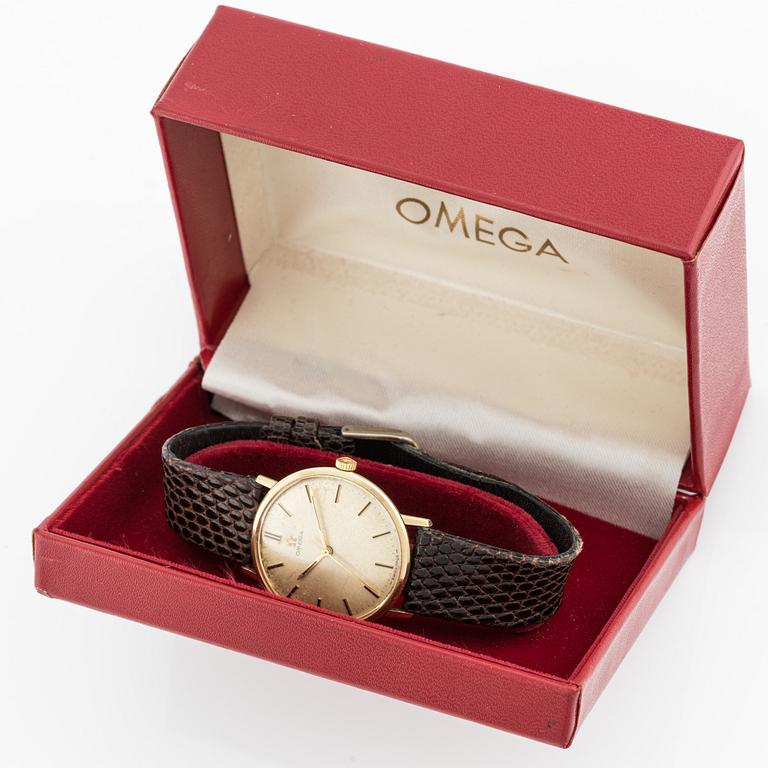 Omega, wristwatch, 14K gold, 33 mm.