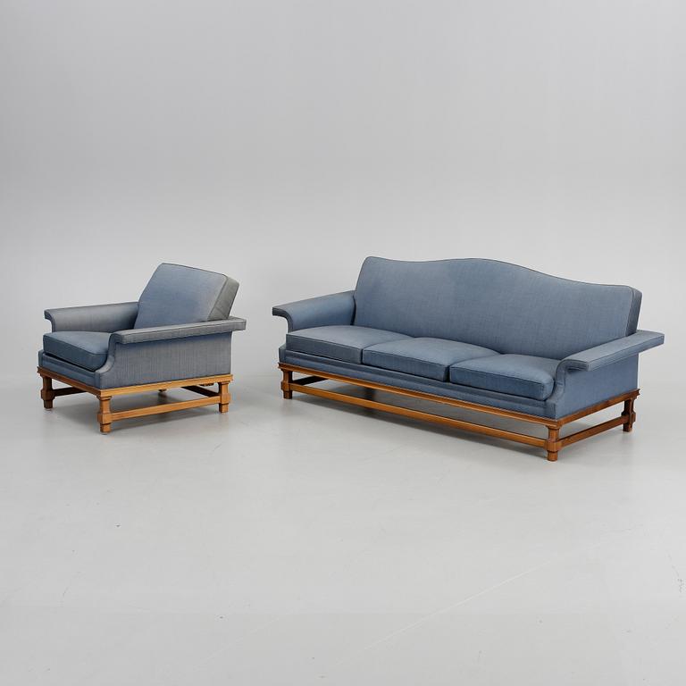 SOFFA samt FÅTÖLJ, 1950/60-tal.