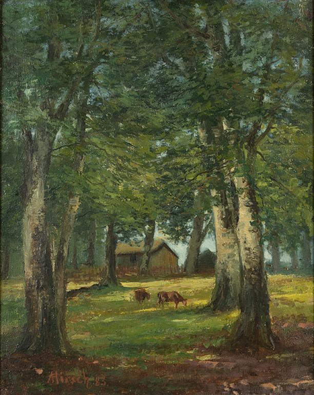 Adolf Hirsch, Park landscape with grazing cows.