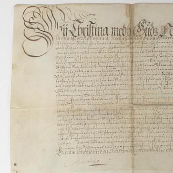 Gift deed signed by Queen Christina, 1647.