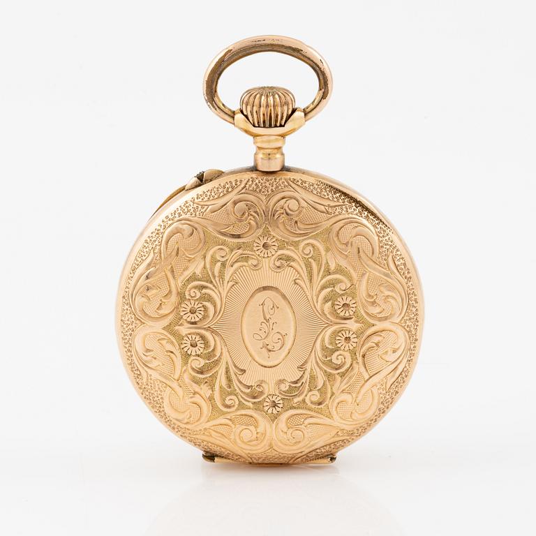 Pocket watch, 14K gold, with stand, 33.5 mm.