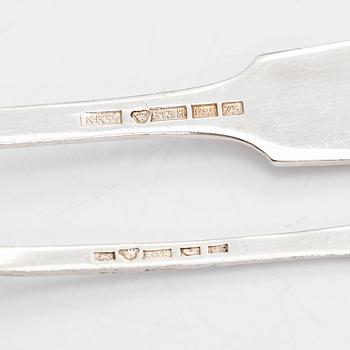 Cutlery set, 24 pieces, silver, Shell decorated handle, Finnish hallmarks, Turku, Hämeenlinna, Helsinki 1925-1953.