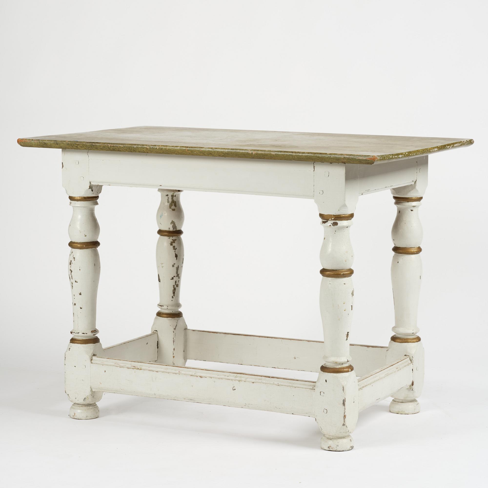 A Swedish baroque and faux marble-painted table, circa 1700.