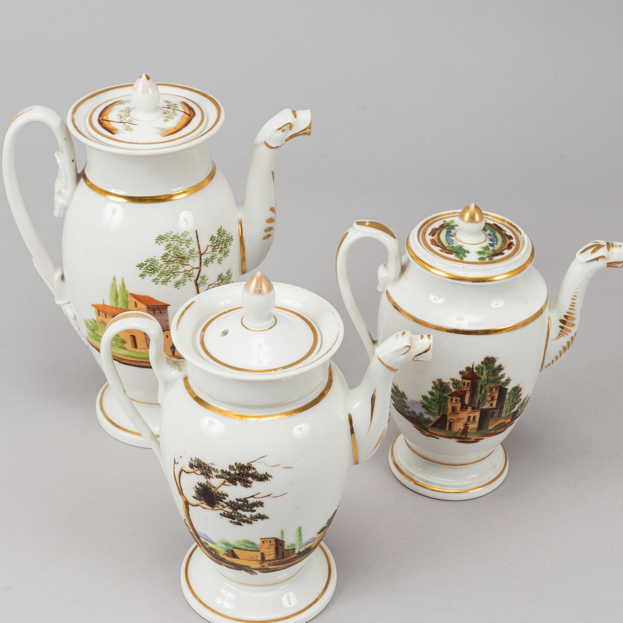 A French part coffee and tea service, empire, early 19th century (18 pieces).