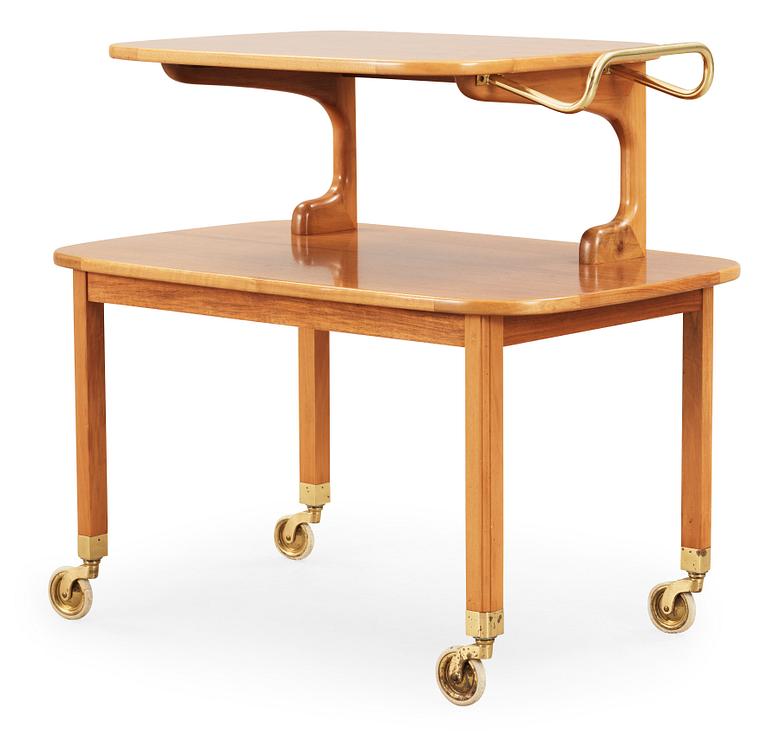 A Josef Frank walnut and mahogany serving trolley, Svenskt Tenn, probably 1950's.