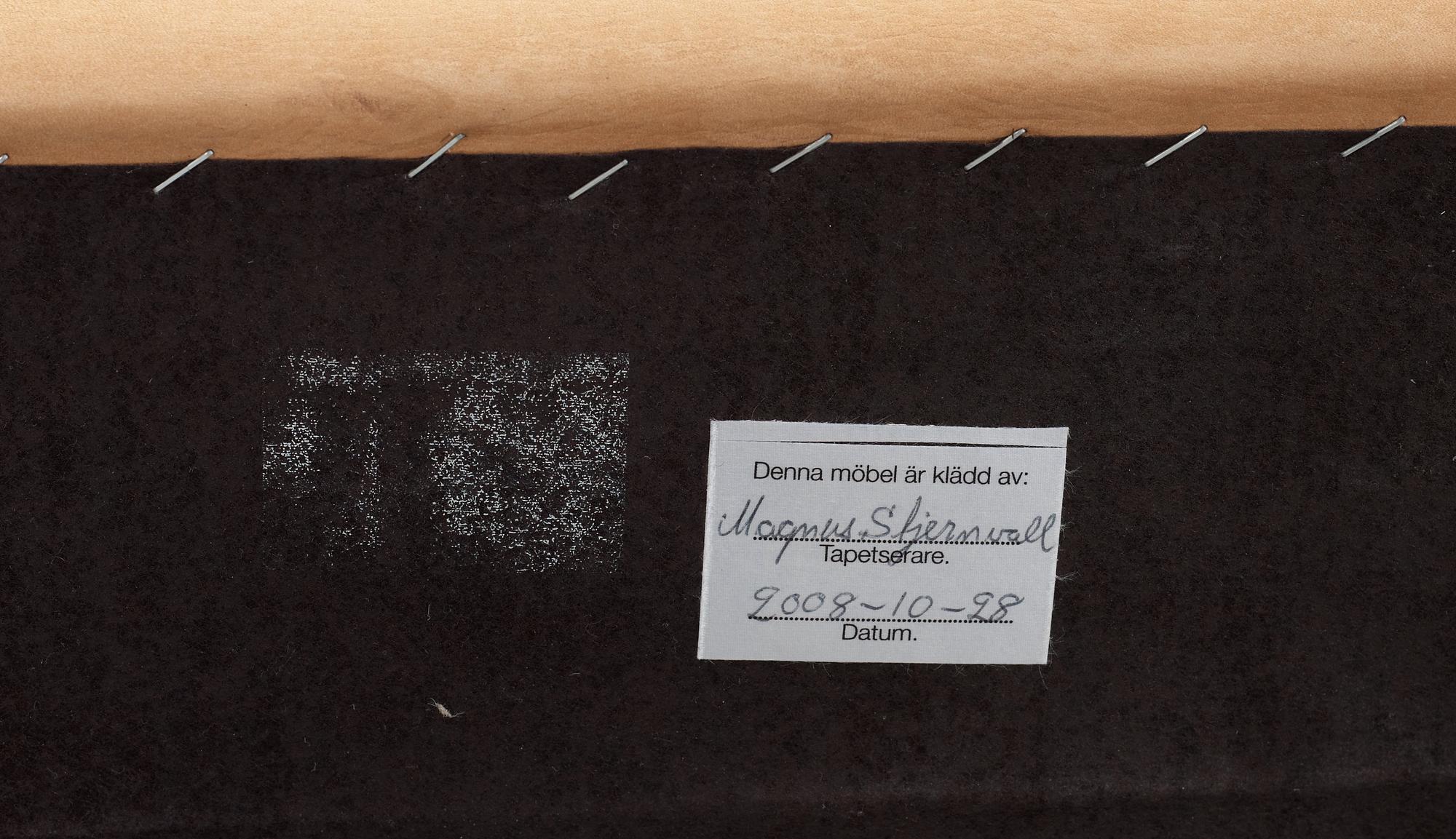 A Josef Frank 'Liljevalchs' sofa, Svenskt Tenn, reupholstered in light brown suede.