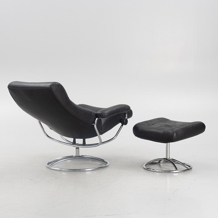 Fåtölj med fotpall, "Stressless", Ekornes möbler, Norge, 1900-talets slut.