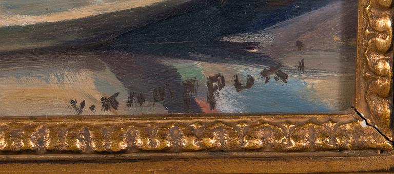 Väinö Kamppuri, olja på pannå, signerad.