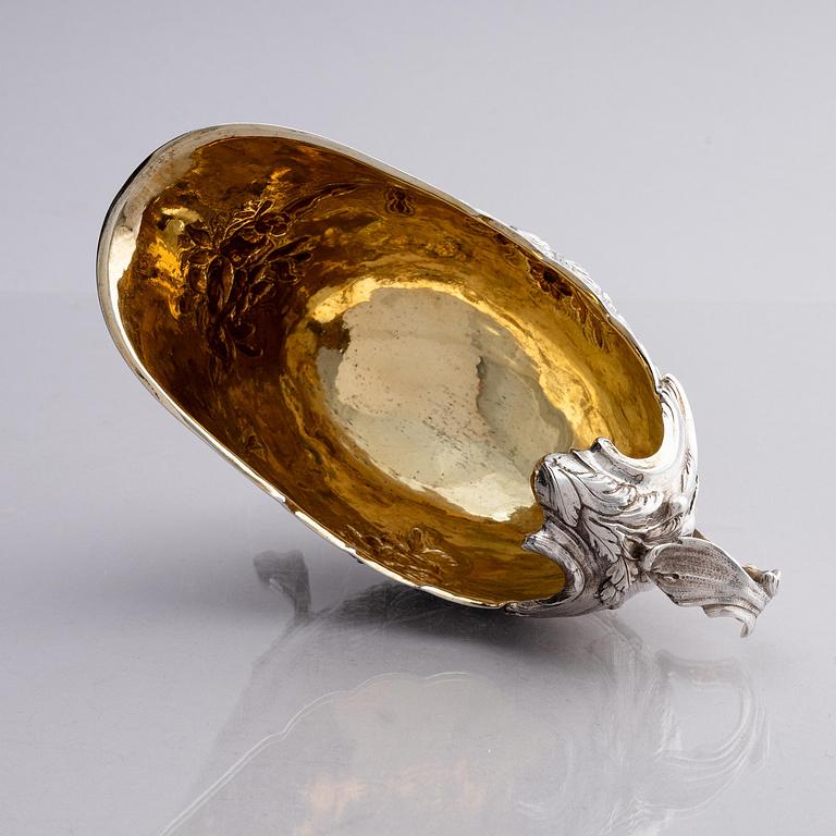 A Swedish Rococo 18th century parcel-gilt silver cream-jug, mark of Jacob Lampa, Stockholm 1774.