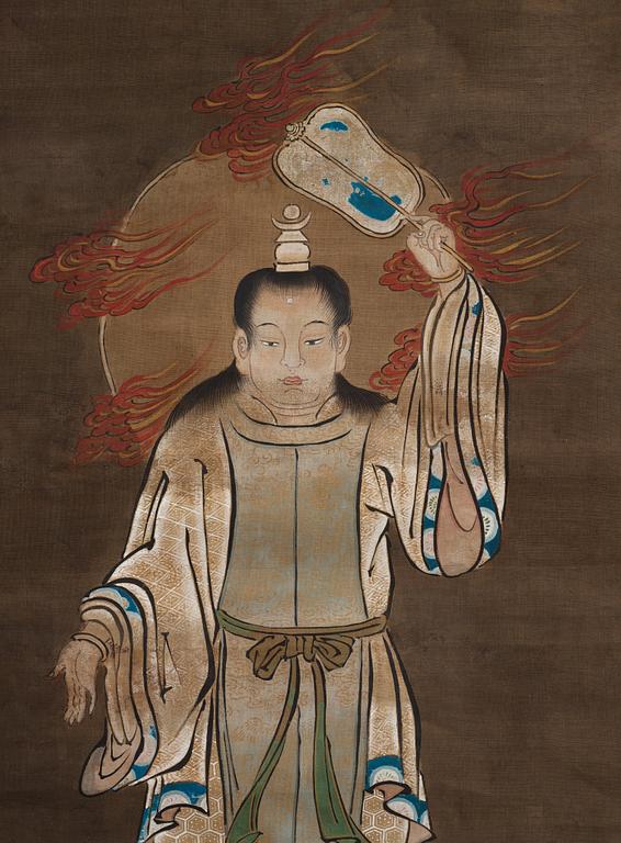 A hanging scroll, ink and colour on paper, Unidentified artist, presumably Japan, 19th Century.