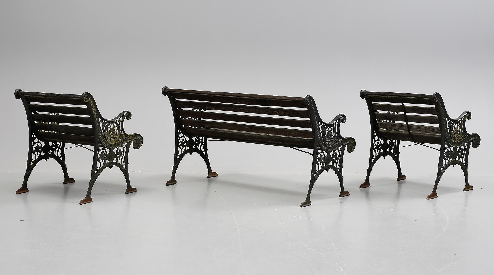 TRÄDGÅRDSMÖBLER, 4 st, gjutjärn, 1900-tal.