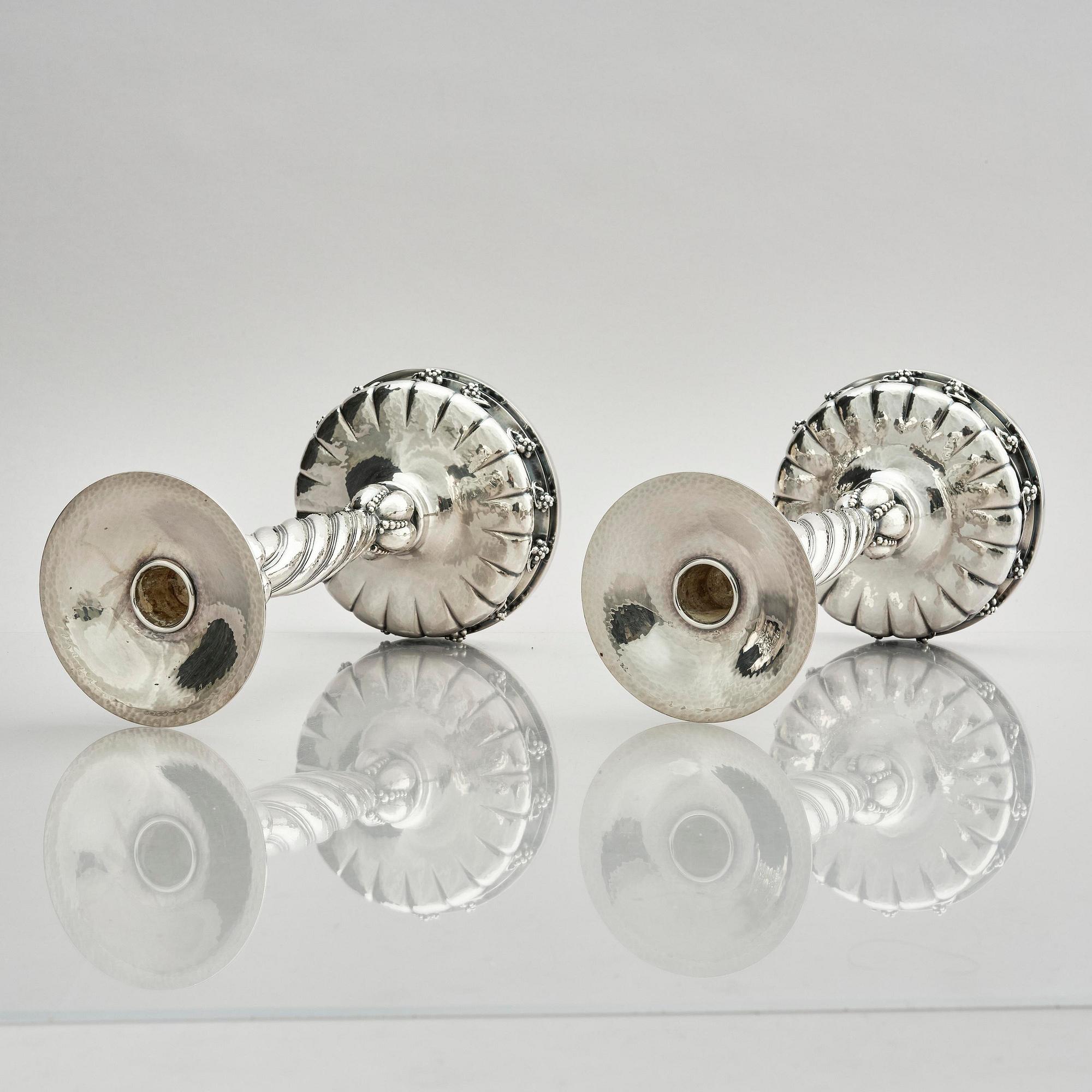 Georg Jensen, a pair of Danish sterling silver candlesticks, modell no 264, Copenhagen after 1945.