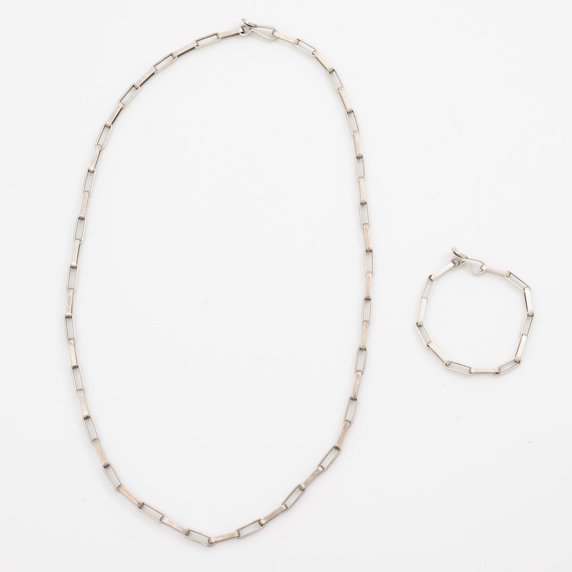 Karl-Ingemar Johansson, collier och armband, silver,