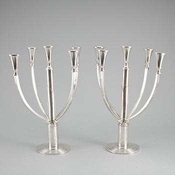 KANDELABRAR, ett par, nysilver, "Hotel", WMF Württembergische metallwarenfabrik, ca 1980.