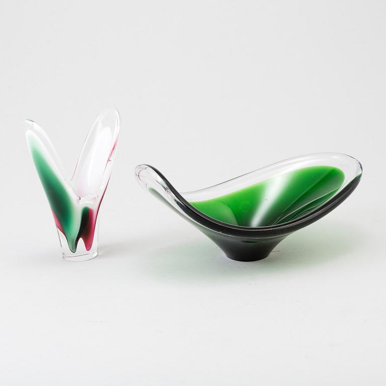 PAUL KEDELV, vase and bowl, "Coquille" Flygsfors.