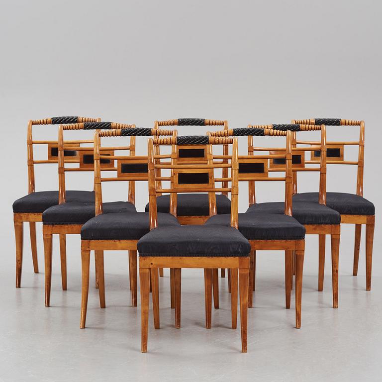 A set of eight Empire chairs by Anders Eriksson, Hassungared, first part 19th century.