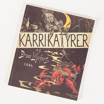 BRUNO LILJEFORS, en serie bestående av fyra originalteckningar ur en svit av sex till boken ”Karikatyrer” från 1884.