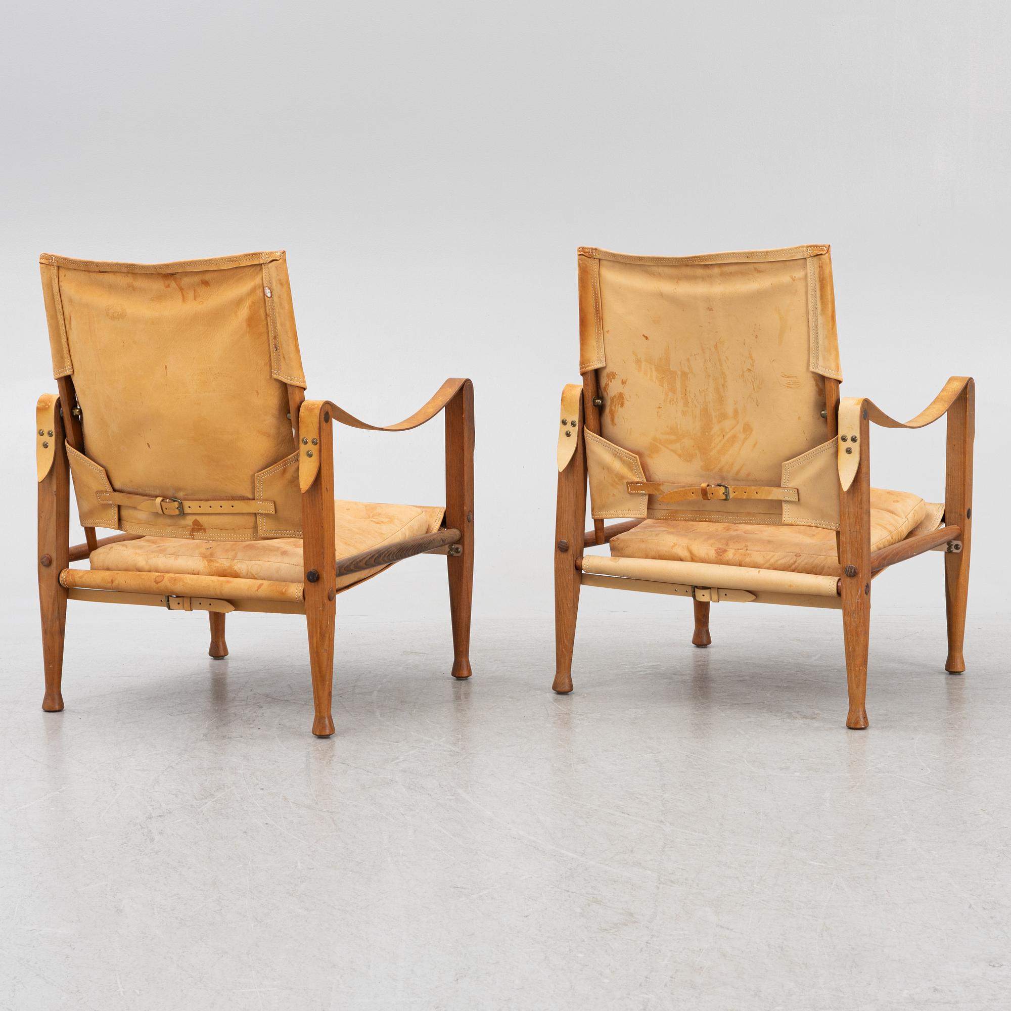 Kaare Klint, fåtöljer, ett par, "Safari Chair", Rud. Rasmussen, Danmark.