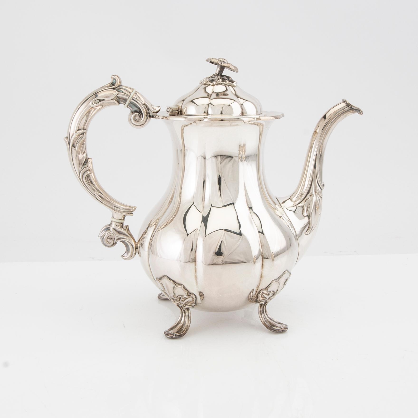 Kaffeservis 3 dlr silver svenska importstämplar 1900-talets första hälft.