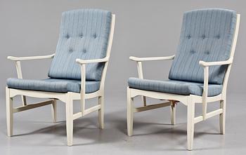 FÅTÖLJER, ett par, "Vapensmeden", Carl Malmsten, AB O.H. Sjögren Stoppmöbler i Tranås, 1900-talets andra hälft.