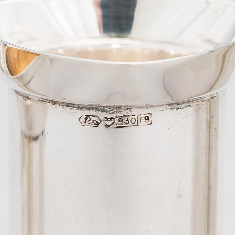 A set of four spirit measuring cups in silver (830), Kultakeskus, Hämeenlinna 1983.