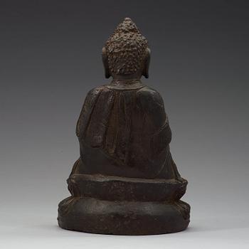 A bronze figure of Buddha, Ming dynasty, south China (1368-1644).