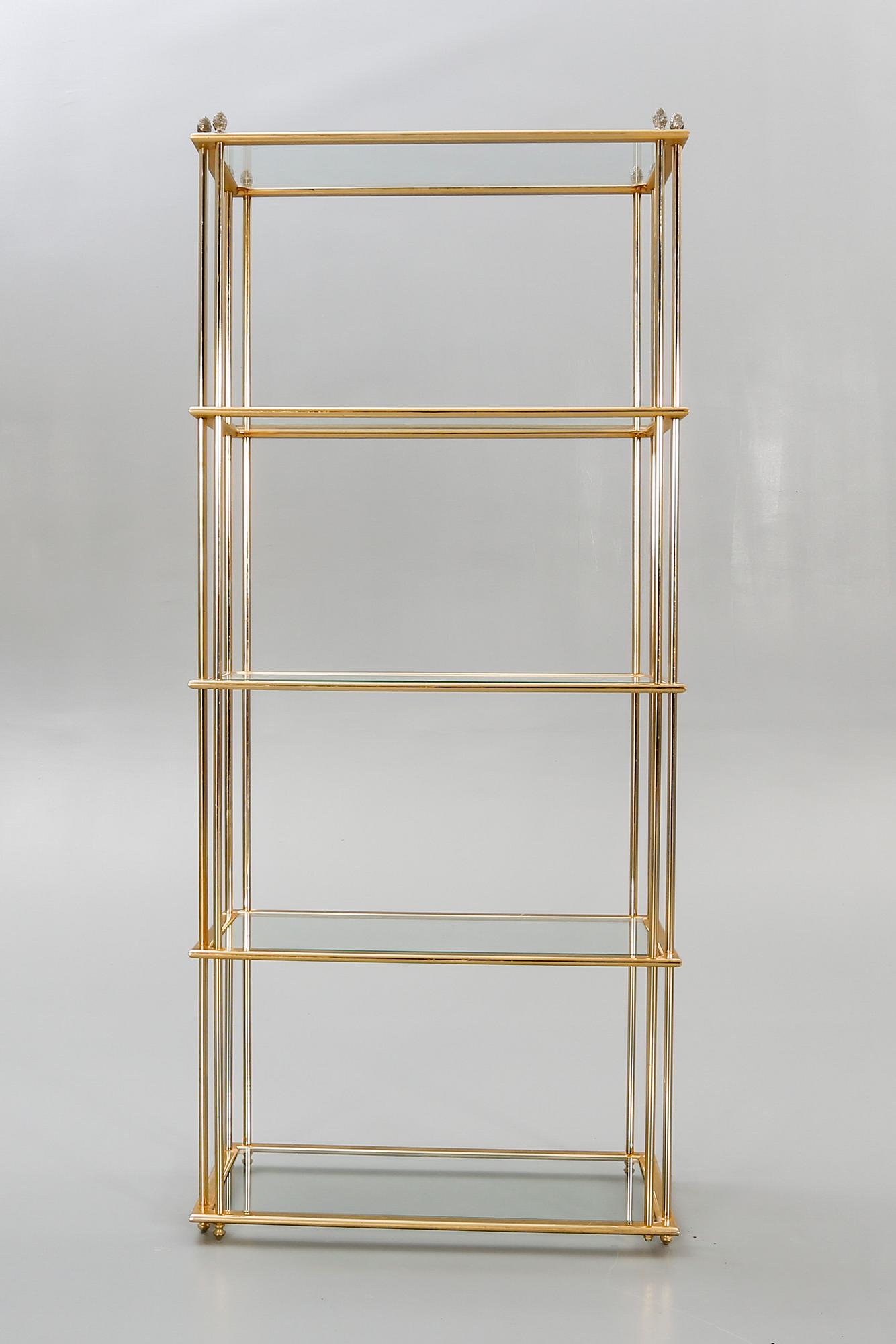 Shelf, brass, glass, 1970s.