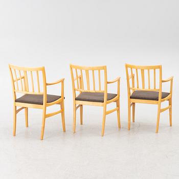 Carl Malmsten, a set of 3 "Talavid" armchairs, OH Sjögren, second half of the 20th century.