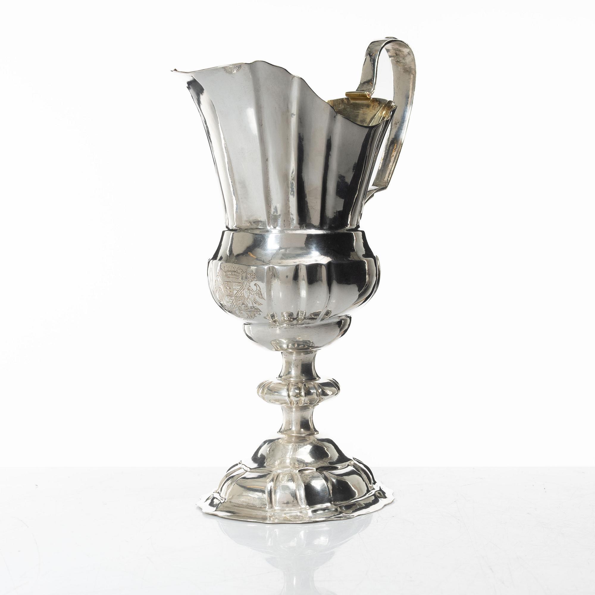 A Berlin silver pitcher, marks of Johann Gottlieb I. Matthes, 1740's.