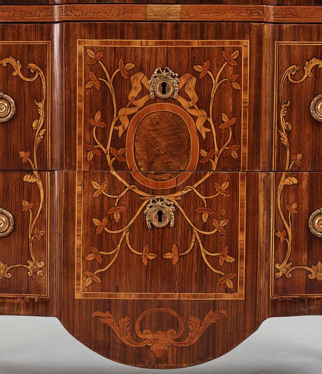 A Gustavian marquetry commode attributed to N. Korp (master in Stockholm 1763-1800).