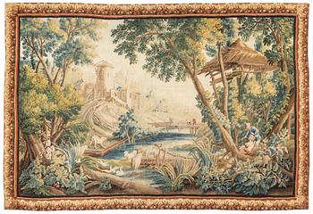 240. A tapestry "A Pastoral scene", tapestry weave, ca 275,5-278,5 x 407 cm, Aubusson, France, 18th century.