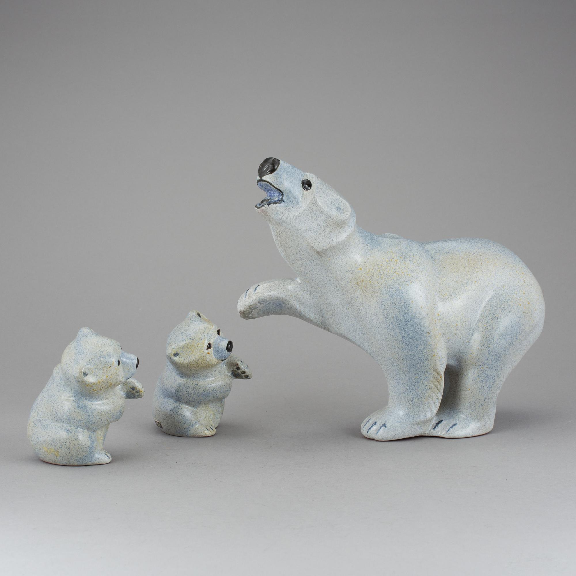 FIGURINER, 3 st, lergods, Thomas Hellström, Nittsjö, 1960-/70-tal.