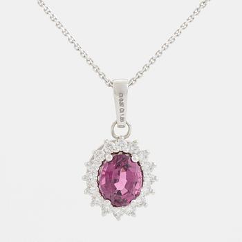 Garnet and brilliant cut diamond necklace.