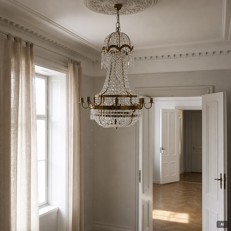 Chandelier, Gustavian style, first half of the 20th century.