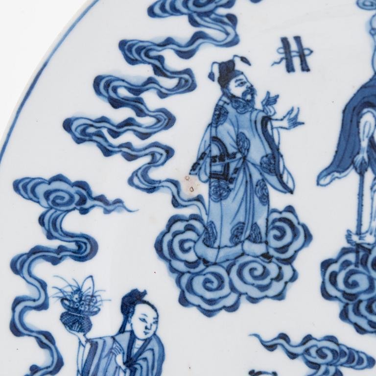 Tallrik, porslin, signerad, sen Qingdynasti.