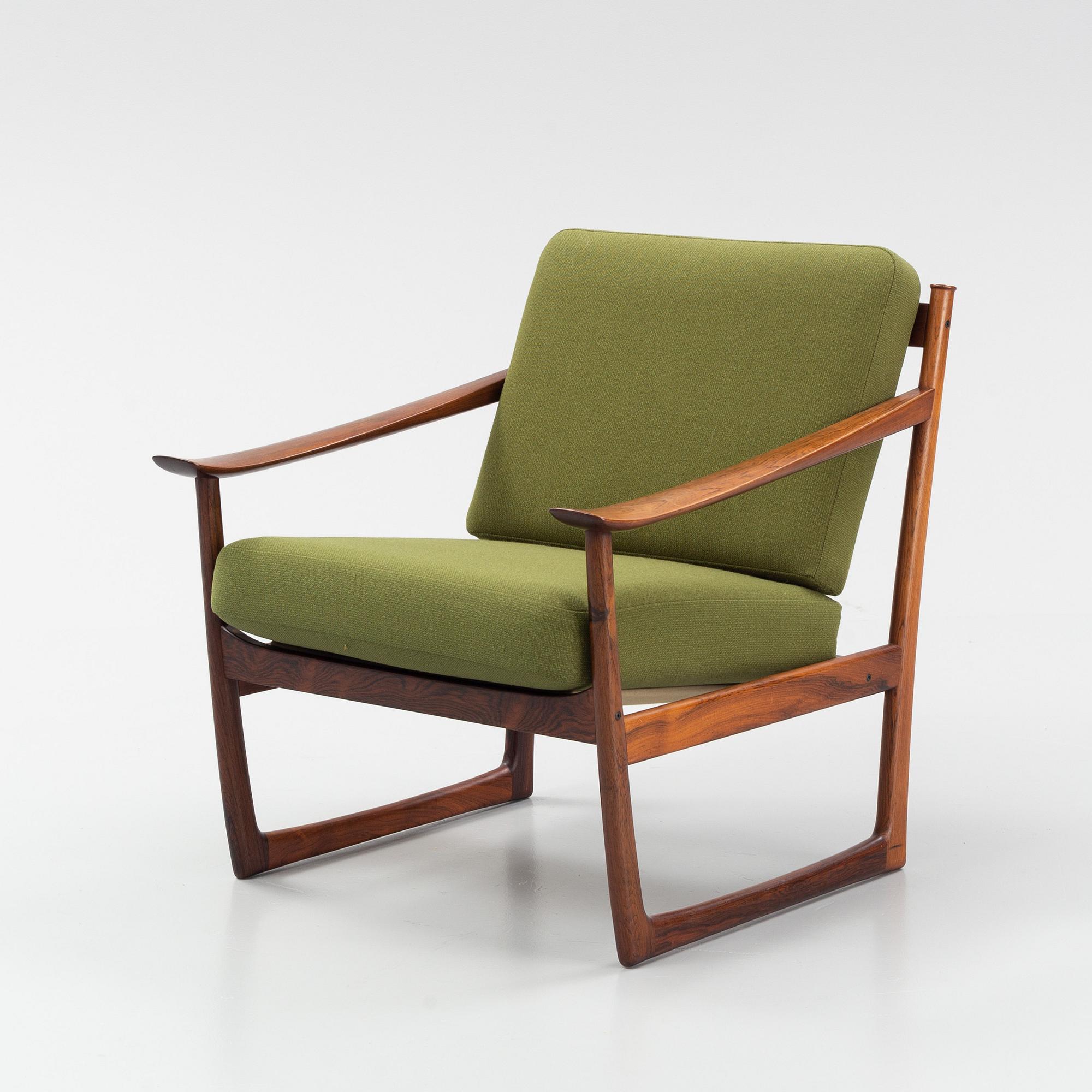 Peter Hvidt & Orla Mølgaard Nielsen, a FD 130' lounge chair, France & Daverkosen, Denmark, 1960's.
