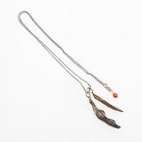 Ole Lynggaard, chain, oxidised silver, with pendants in silver and coral with 18k gold.