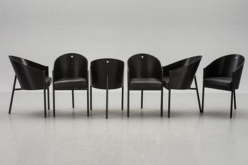 KARMSTOLAR, 6 st, "Costes", Philippe Starck, Aleph, Driade, Italien, märkta/etikettmärka.