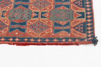 A carriage cushion, double-interlocked tapestry, c. 102 x 48 cm, Scania, Sweden, last quarter of the 18th century.