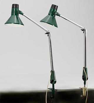 SKRIVBORDSLAMPOR, ett par, "Femo typ 67",1900-talets mitt.