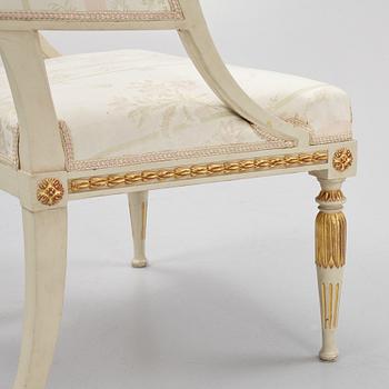 A late Gustavian open armchair, Stockholm circa 1800.