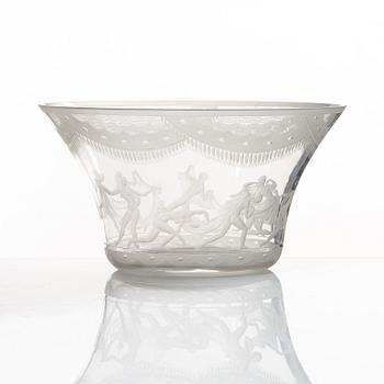 Simon Gate, a bowl, "Slöjdansen", Orrefors, Sweden, early 20th century.