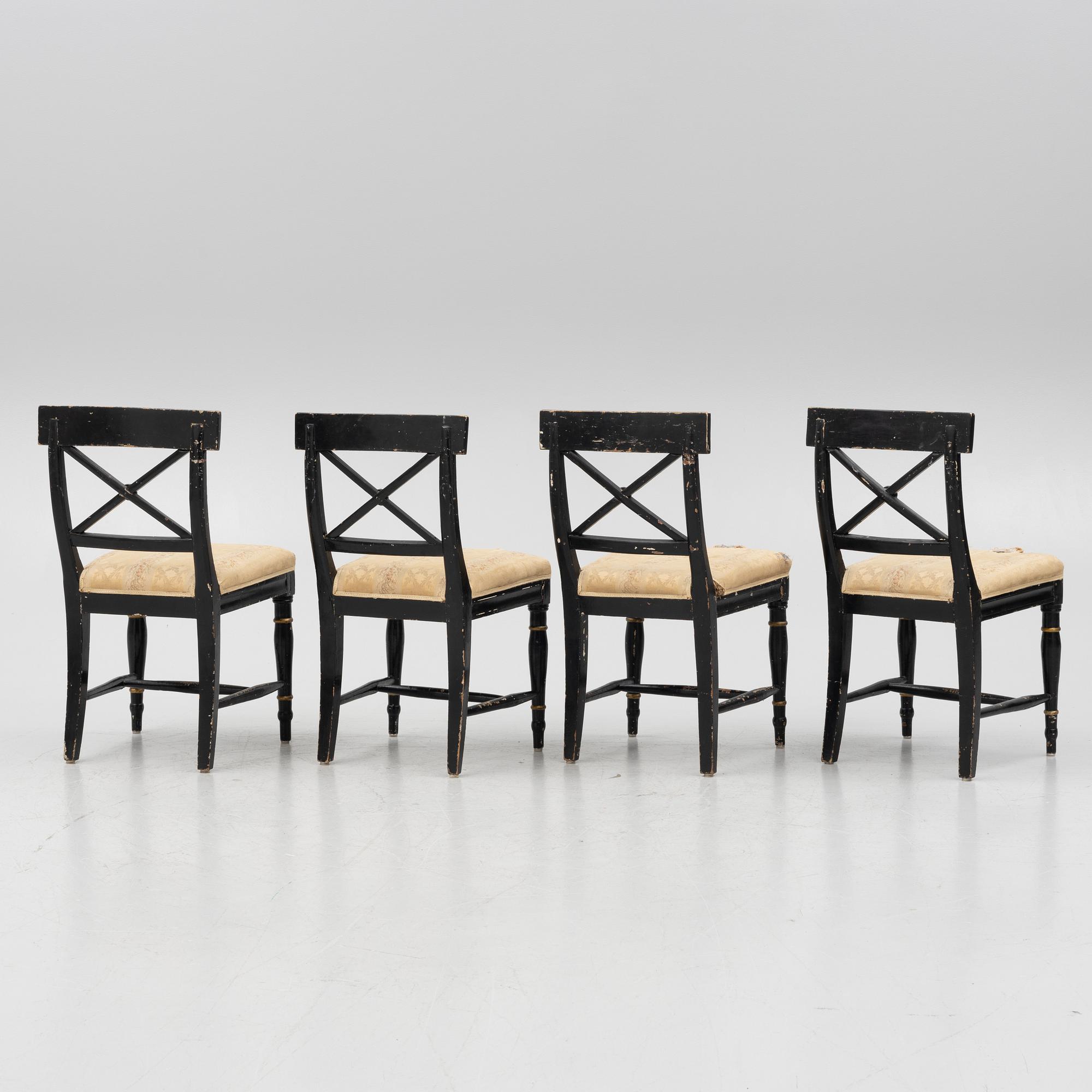 Four chairs, 19th Century.