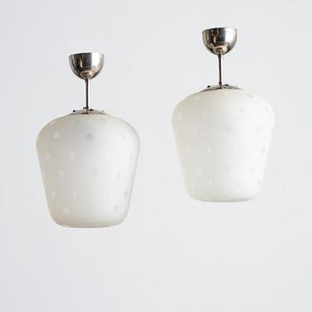 Flygsfors Glasbruk, a pair of model "513 P" ceiling lamps, 1940s-50s.