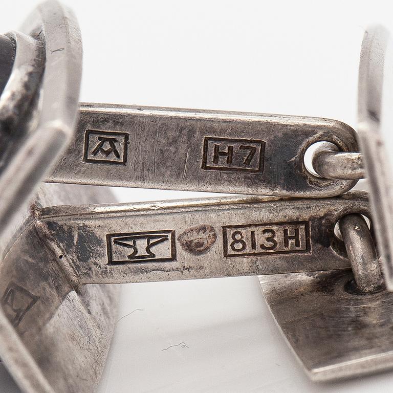 Elis Kauppi, A pair of silver cufflinks with quartz. Kupittaan kulta, Turku 1961.