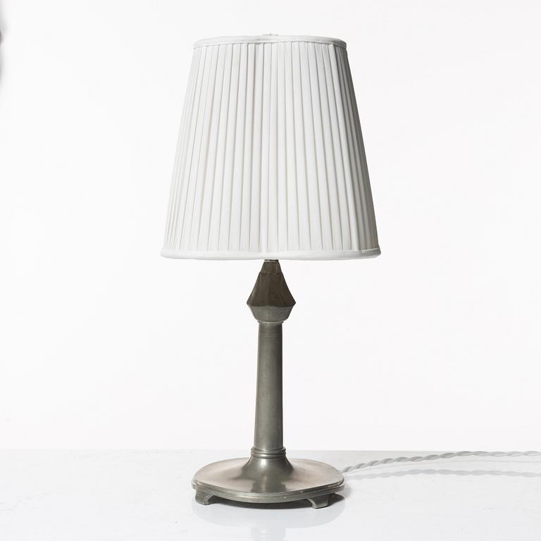 Astrid Aagesen, a pewter table lamp, Helsingborg, 1930s.